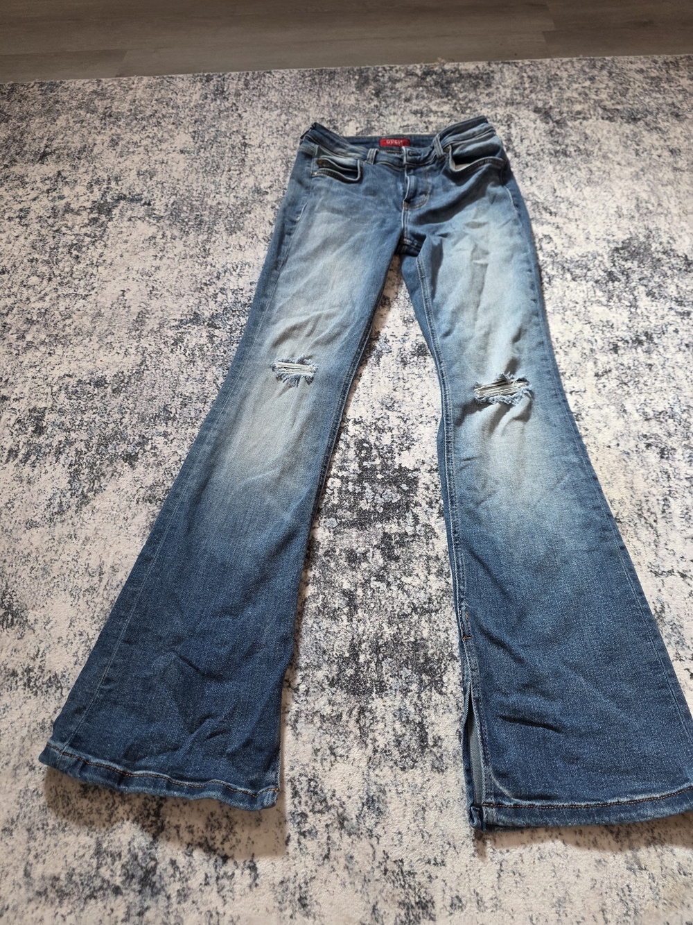 Guess Blue Distressed Flare Jeans